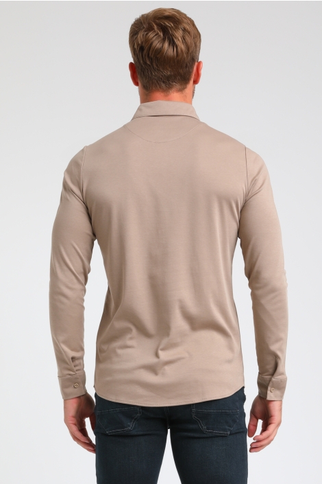 Gabbiano taupe heren overhemd | Model achteraanzicht