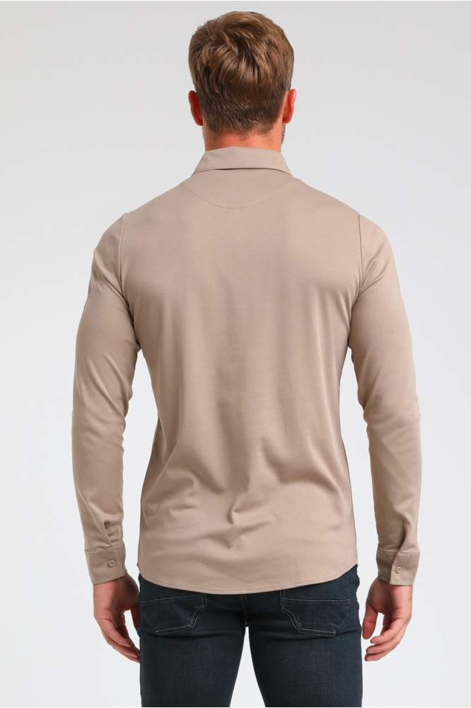 Gabbiano taupe heren overhemd | Model achteraanzicht