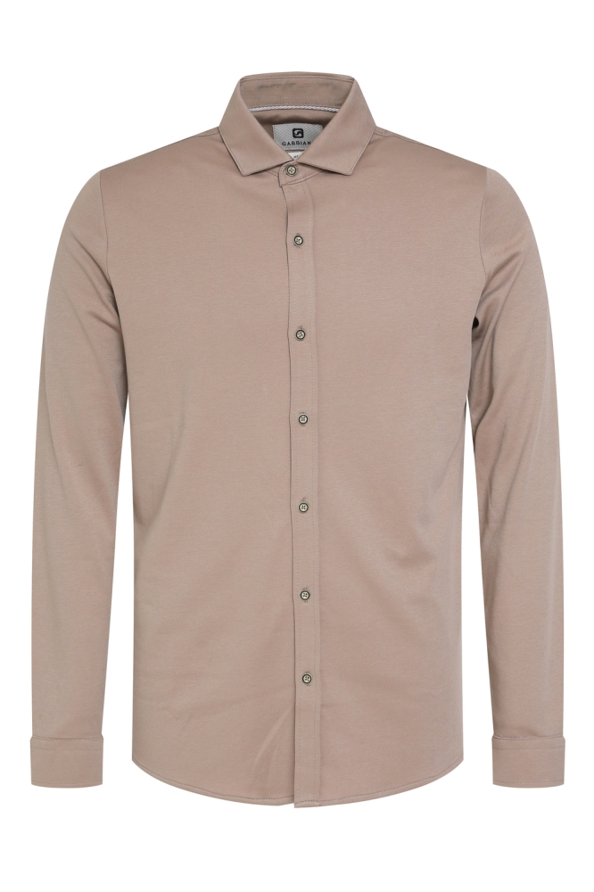 Gabbiano taupe heren overhemd | Vooraanzicht