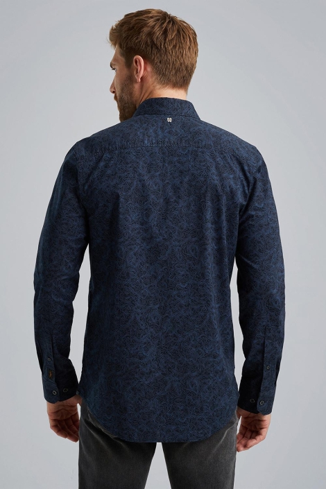 PME legend blauwe heren overhemd | Model achteraanzicht