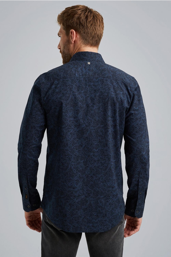 PME legend blauwe heren overhemd | Model achteraanzicht
