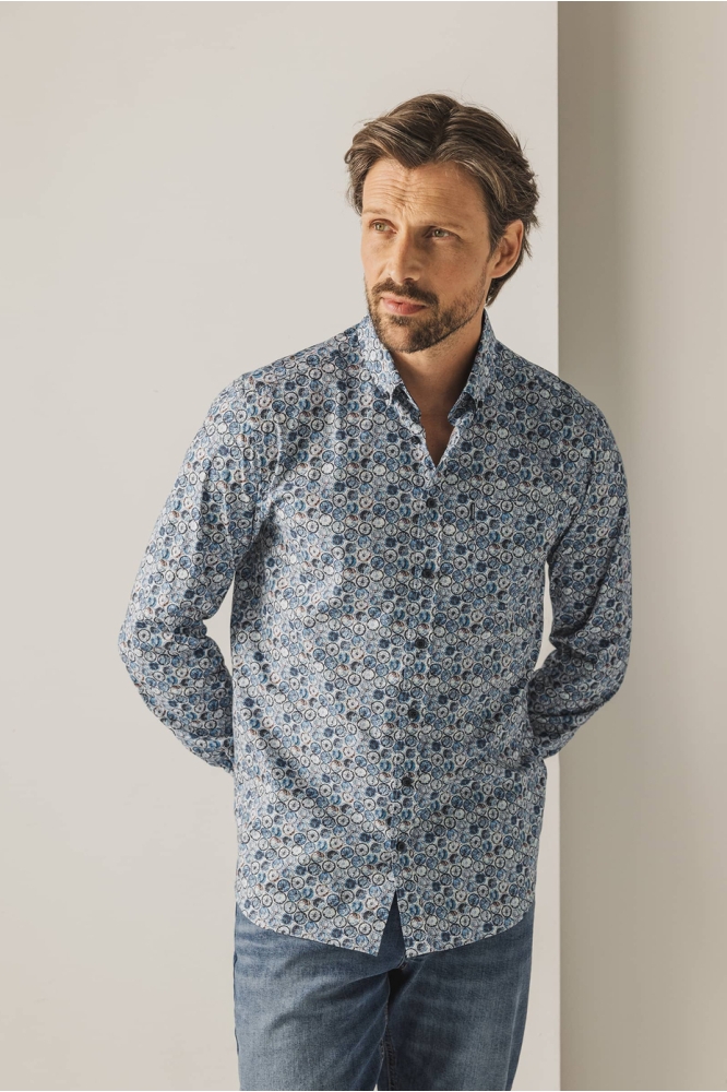 State of Art blauwe heren overhemd | Model vooraanzicht