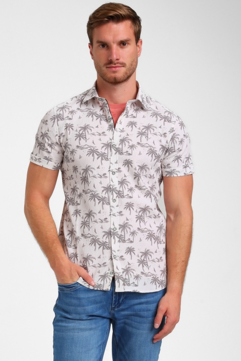 Gabbiano beige heren overhemd | Model vooraanzicht