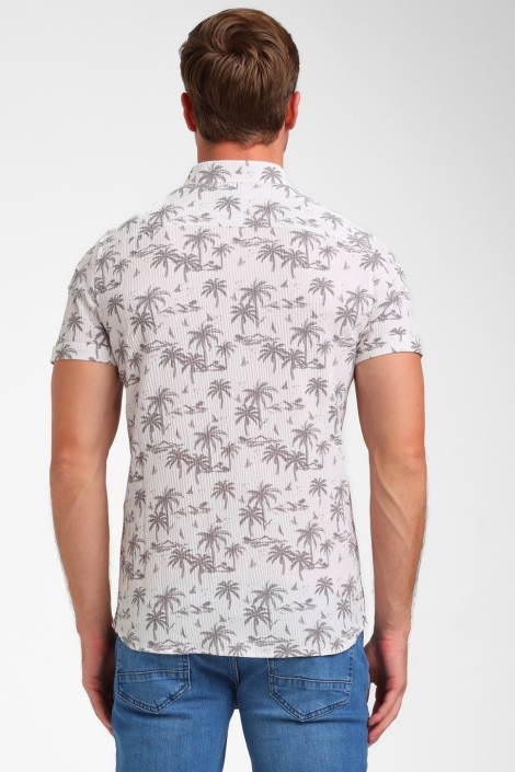 Gabbiano beige heren overhemd | Model achteraanzicht