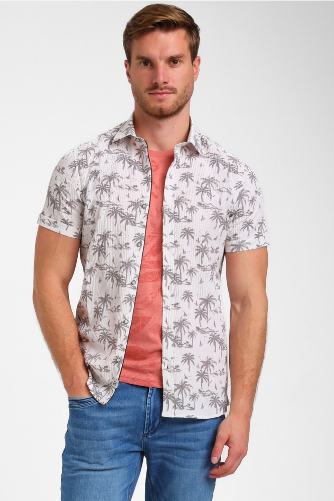 Gabbiano beige heren overhemd | Model vooraanzicht