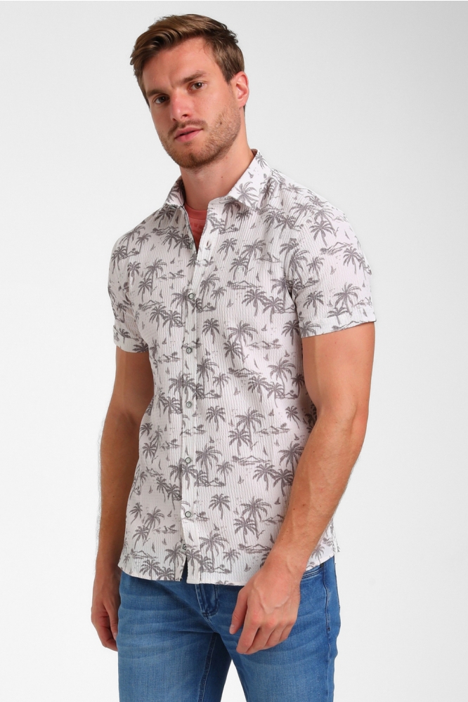 Gabbiano beige heren overhemd | Model zijaanzicht