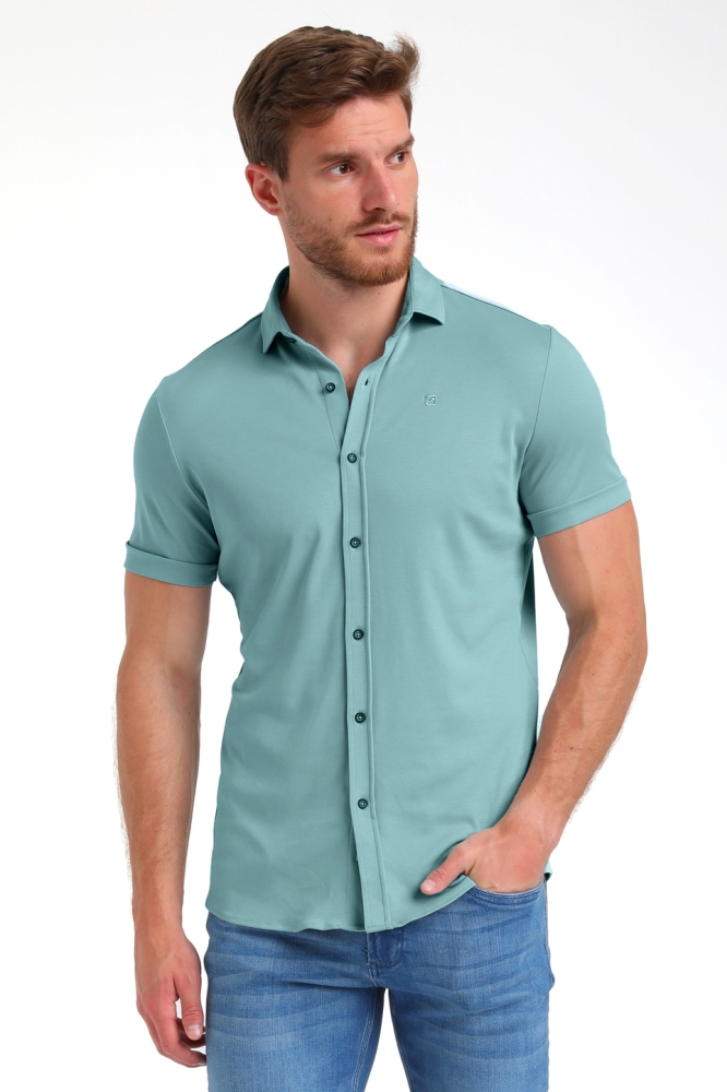 Gabbiano blauwe heren overhemd | Model vooraanzicht