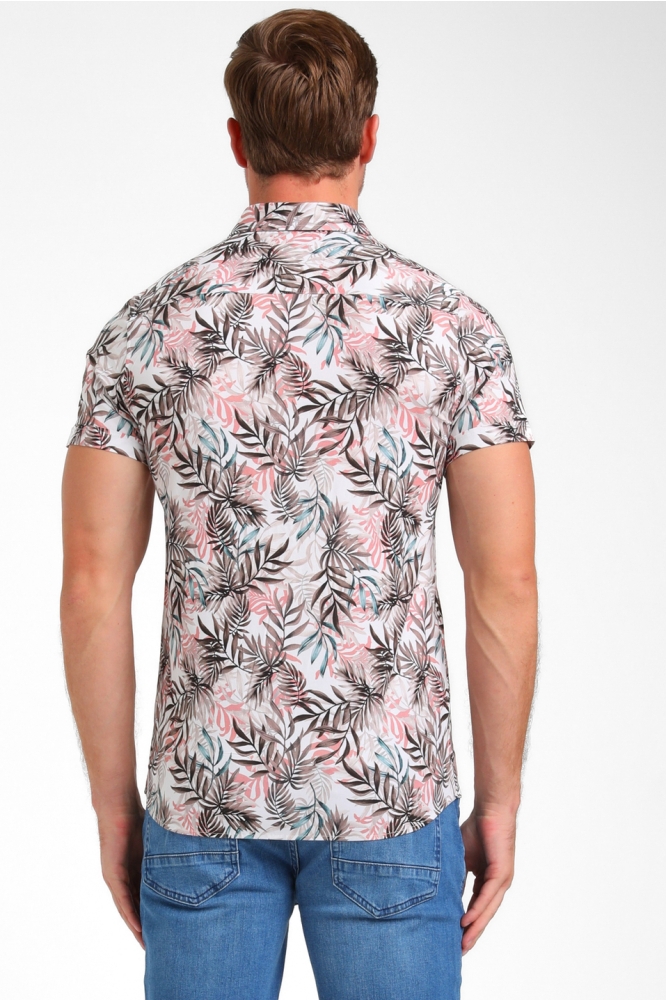 Gabbiano beige heren overhemd | Model achteraanzicht