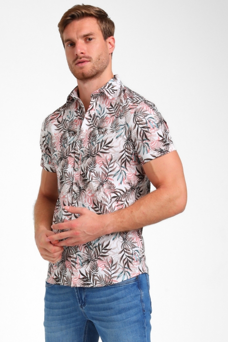 Gabbiano beige heren overhemd | Model zijaanzicht