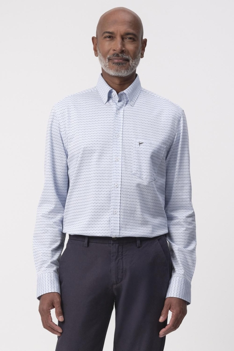 Campbell blauwe heren overhemd | Model vooraanzicht
