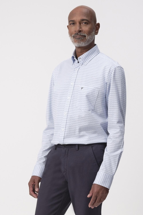 Campbell blauwe heren overhemd | Model achteraanzicht