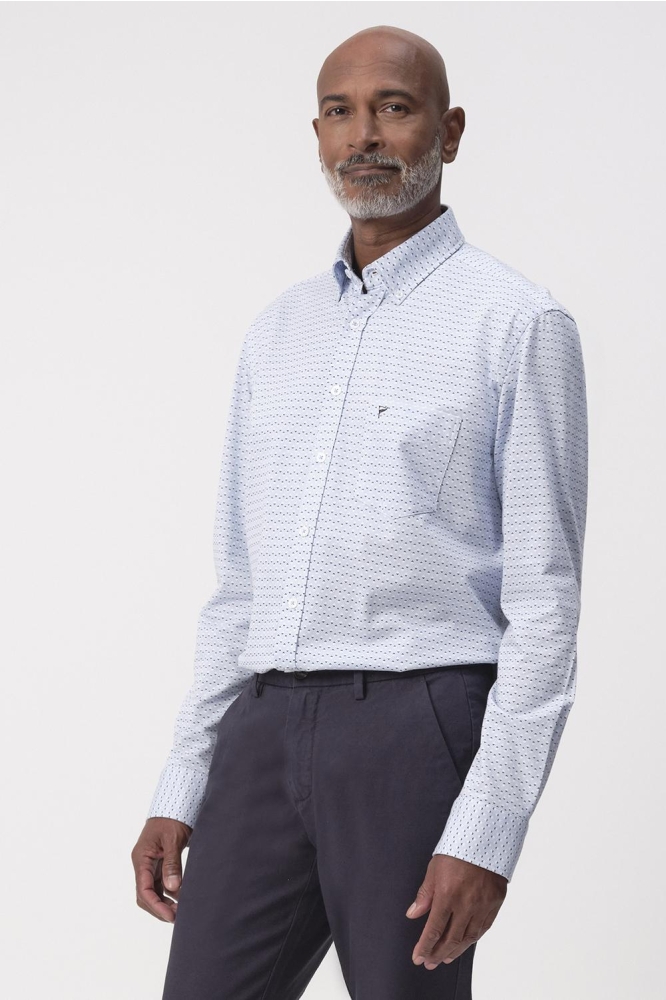 Campbell blauwe heren overhemd | Model achteraanzicht