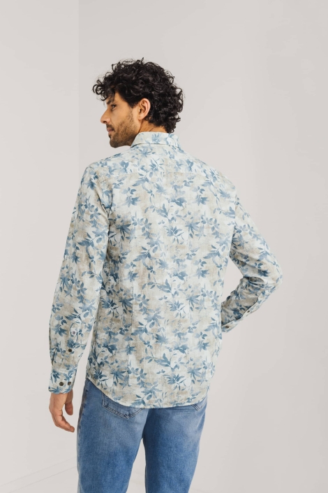 State of Art beige heren overhemd | Model achteraanzicht