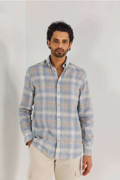 State of Art blauwe heren overhemd | Model vooraanzicht