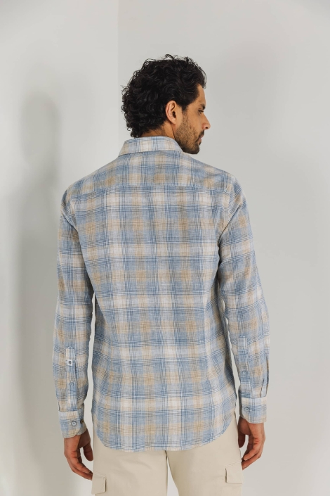 State of Art blauwe heren overhemd | Model achteraanzicht