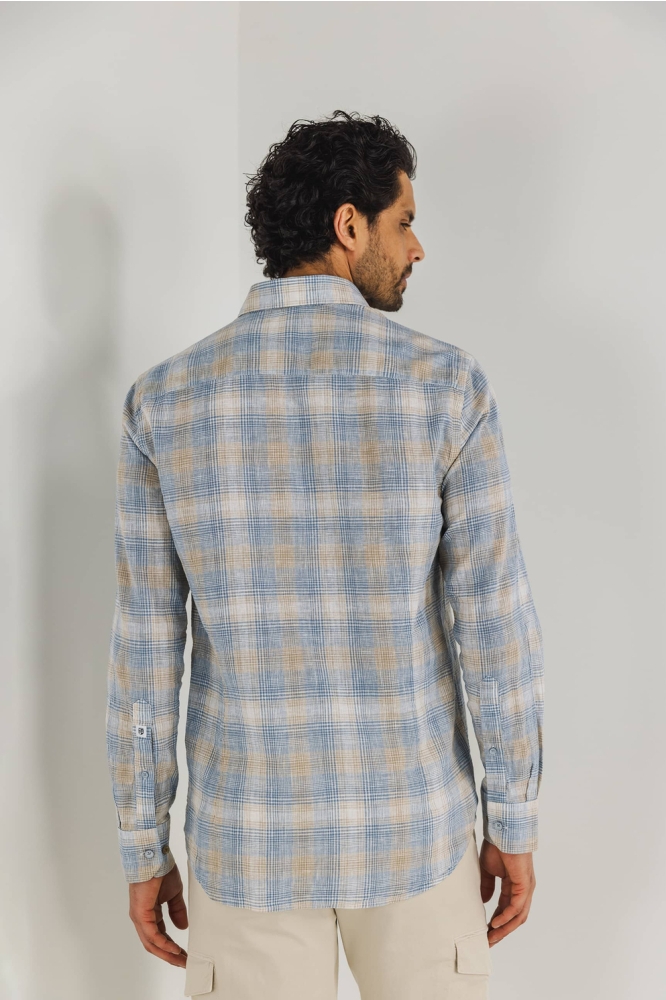 State of Art blauwe heren overhemd | Model achteraanzicht