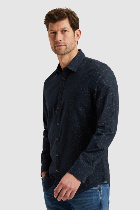 PME legend blauwe heren overhemd | Model zijaanzicht