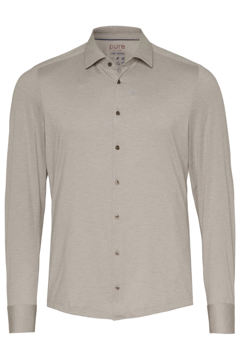 Pure H. Tico beige heren overhemd | Vooraanzicht
