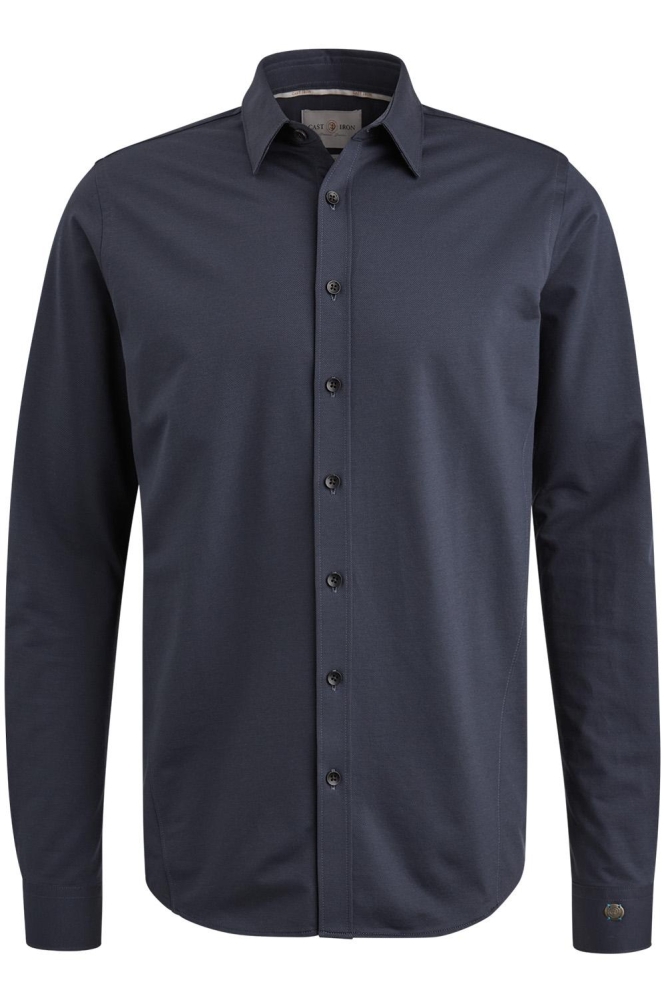 Cast Iron blauwe heren overhemd | Vooraanzicht