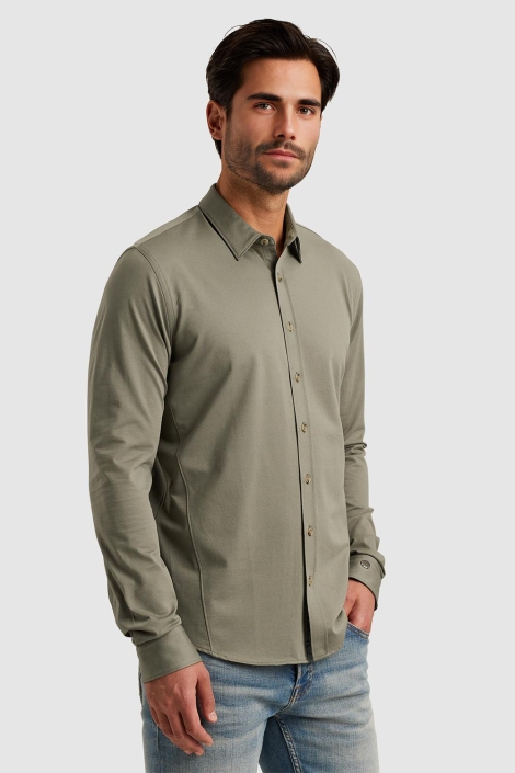 Cast Iron groene heren overhemd | Model zijaanzicht