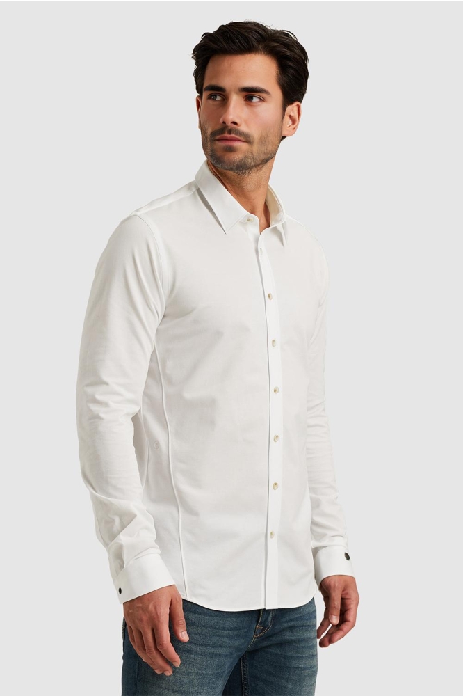 Cast Iron witte heren overhemd | Model zijaanzicht