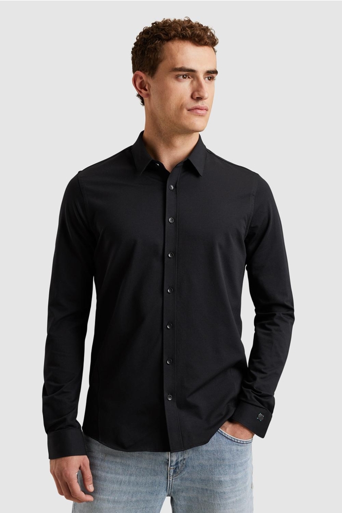 Cast Iron zwarte heren overhemd | Model vooraanzicht