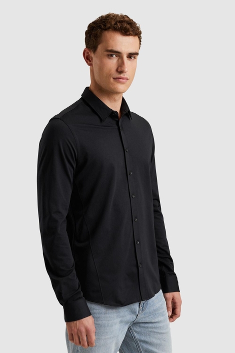 Cast Iron zwarte heren overhemd | Model zijaanzicht