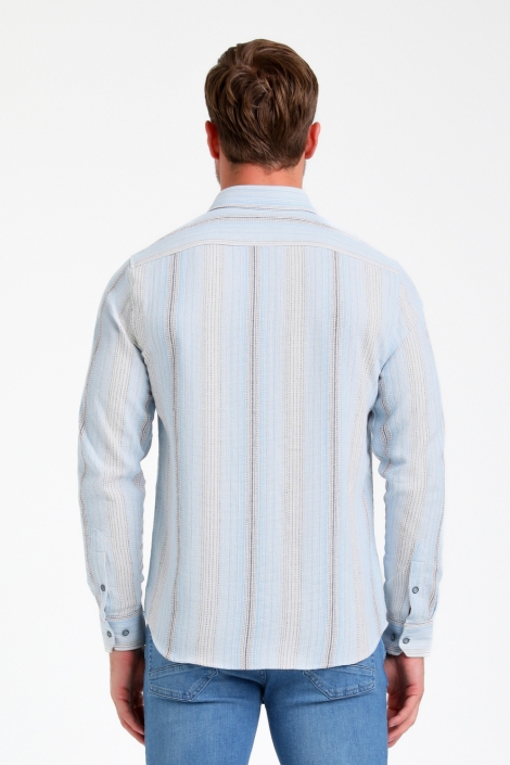 Gabbiano blauwe heren overhemd | Model achteraanzicht