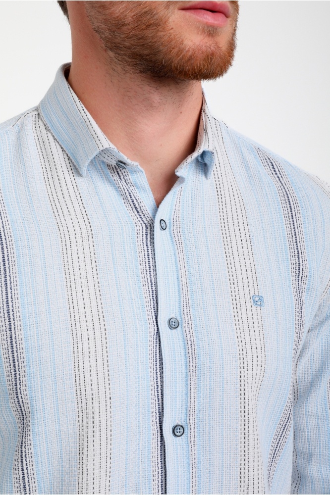 Gabbiano blauwe heren overhemd | Close up