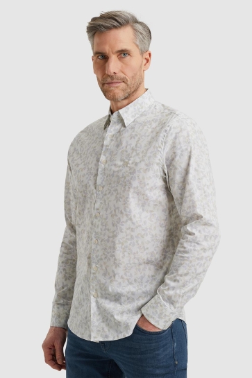 Vanguard long sleeve shirt print on fine po Ecru