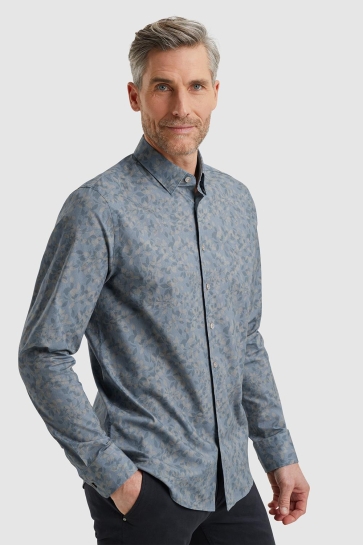 Vanguard long sleeve shirt print on fine po Blauw