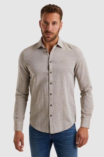 PME legend long sleeve shirt cotton linen 2 t Taupe