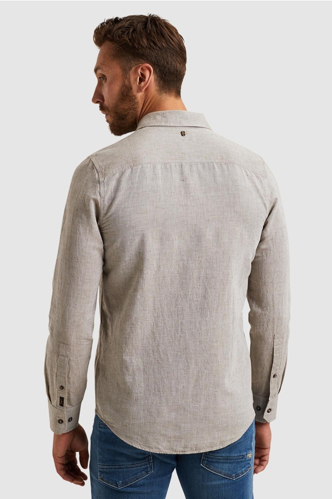 PME legend taupe heren overhemd | Model achteraanzicht