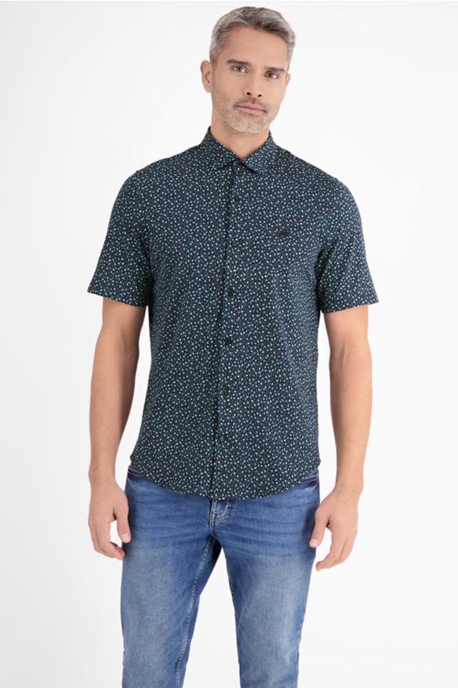 Lerros blauwe heren overhemd | Model vooraanzicht