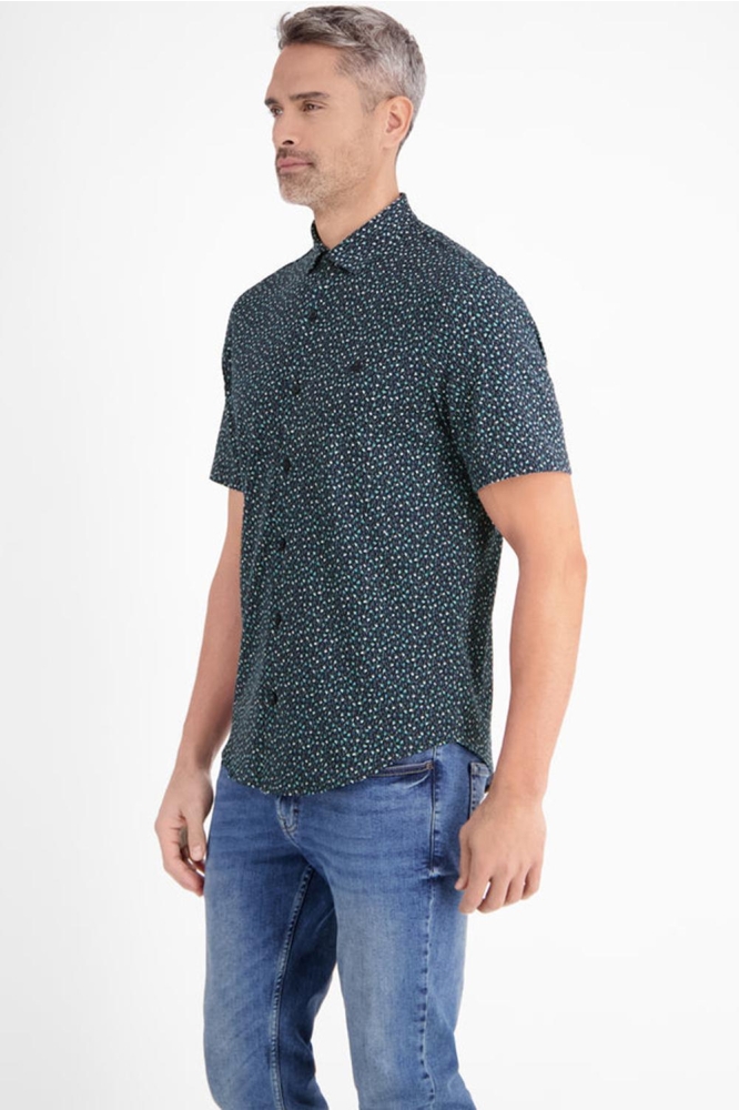 Lerros blauwe heren overhemd | Model zijaanzicht