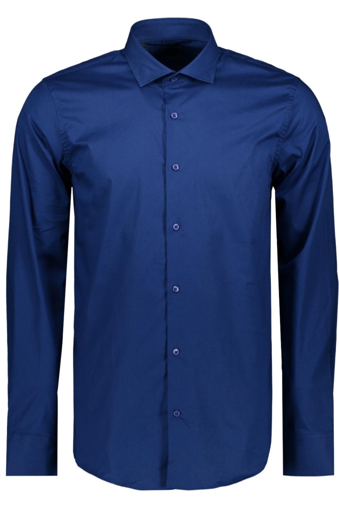 Sans blauwe heren overhemd | Vooraanzicht