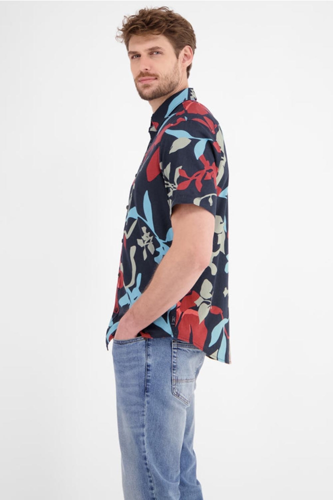 Lerros blauwe heren overhemd | Model zijaanzicht