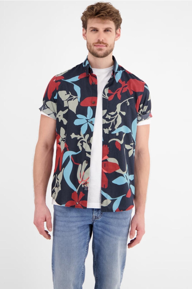 Lerros blauwe heren overhemd | Model vooraanzicht