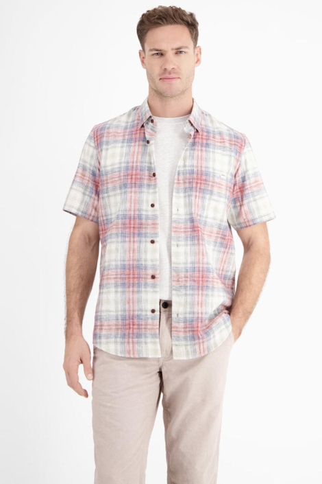 Lerros rode heren overhemd | Model vooraanzicht