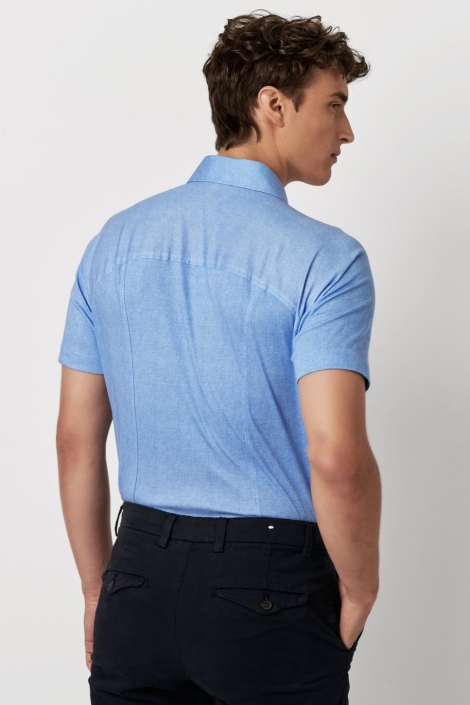 Desoto blauwe heren overhemd | Model achteraanzicht