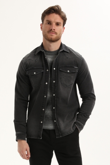 Gabbiano Overhemd JOGG DENIM SHIRT 335734 204 Dark Grey
