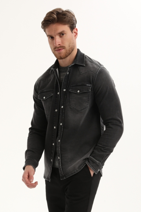 Gabbiano grijze heren overhemd | Model zijaanzicht