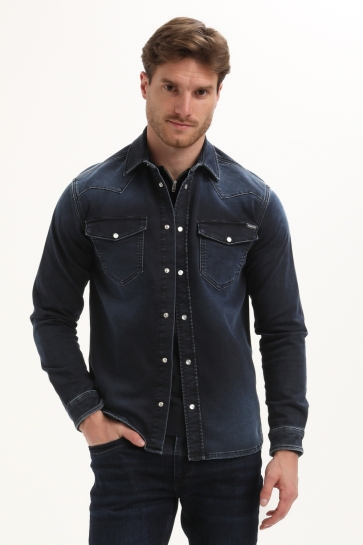 Gabbiano Overhemd JOGG DENIM SHIRT 335734 920 Dark Blue