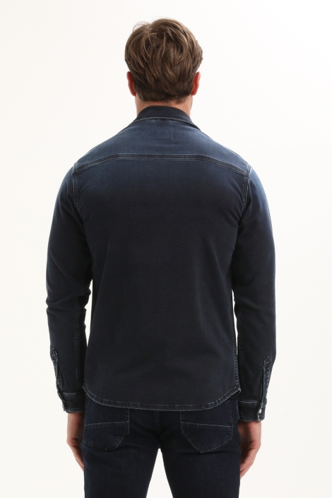 Gabbiano blauwe heren overhemd | Model achteraanzicht