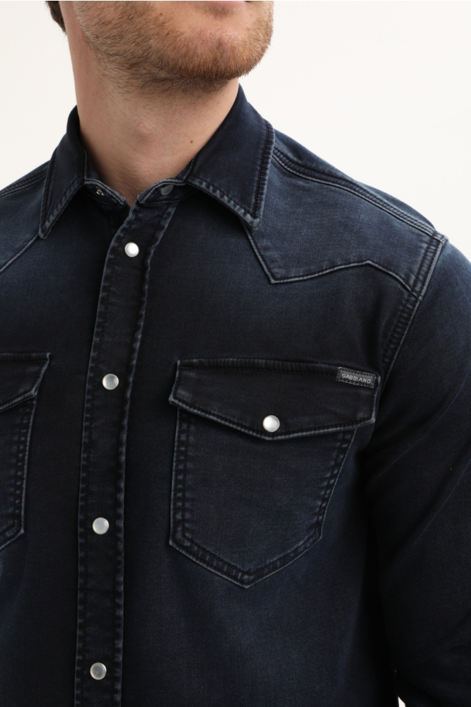Gabbiano blauwe heren overhemd | Close up