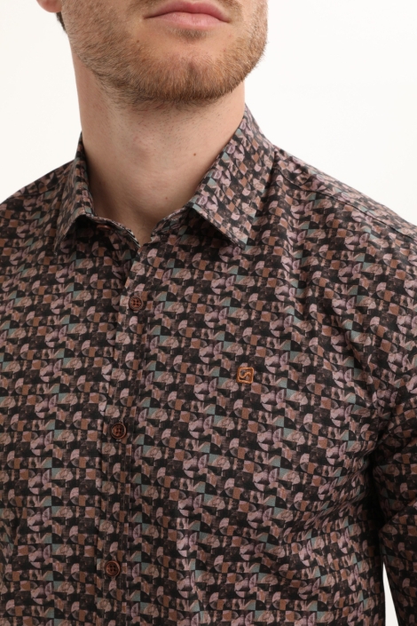 Gabbiano bruine heren overhemd | Close up