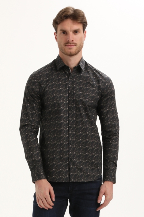 Gabbiano zwarte heren overhemd | Model vooraanzicht