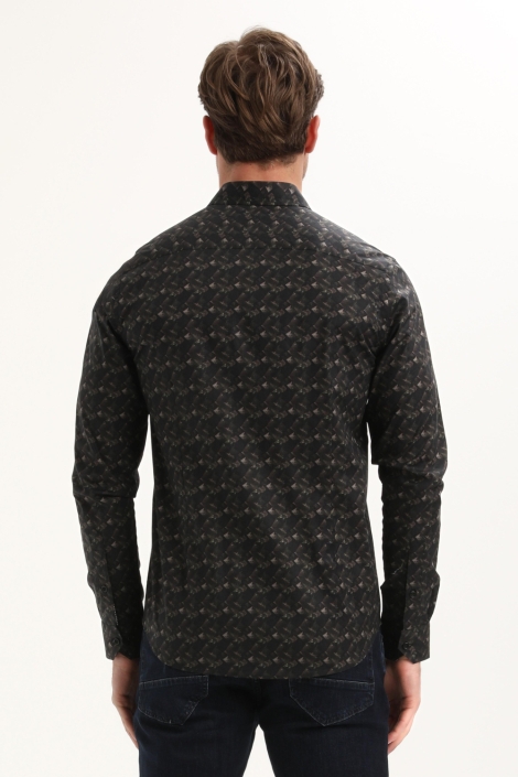 Gabbiano zwarte heren overhemd | Model achteraanzicht