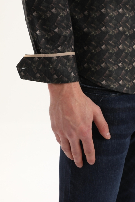 Gabbiano zwarte heren overhemd | Close up