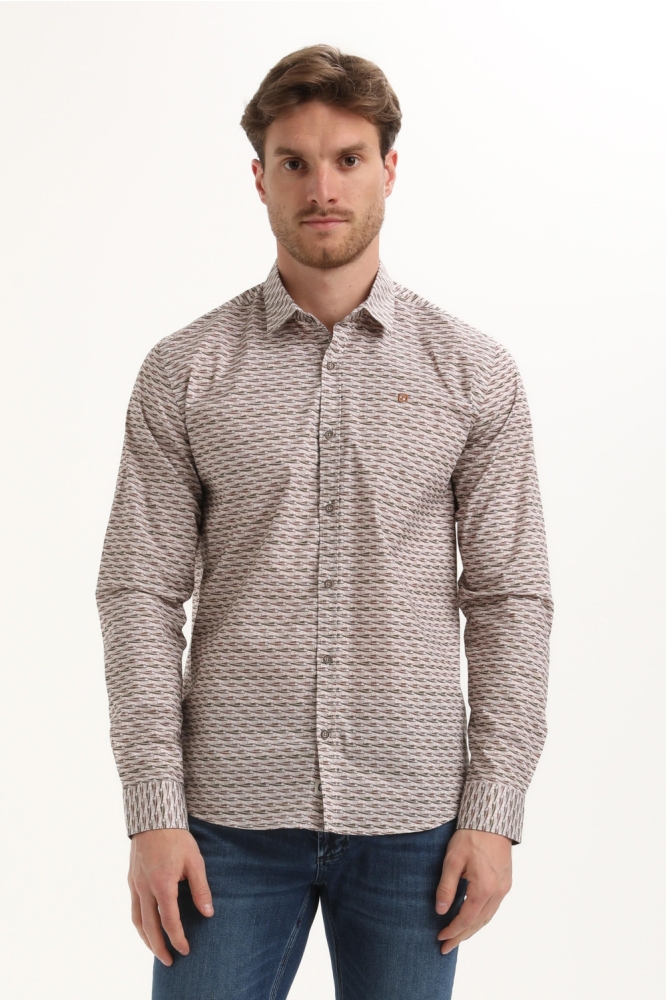 Gabbiano bruine heren overhemd | Model vooraanzicht